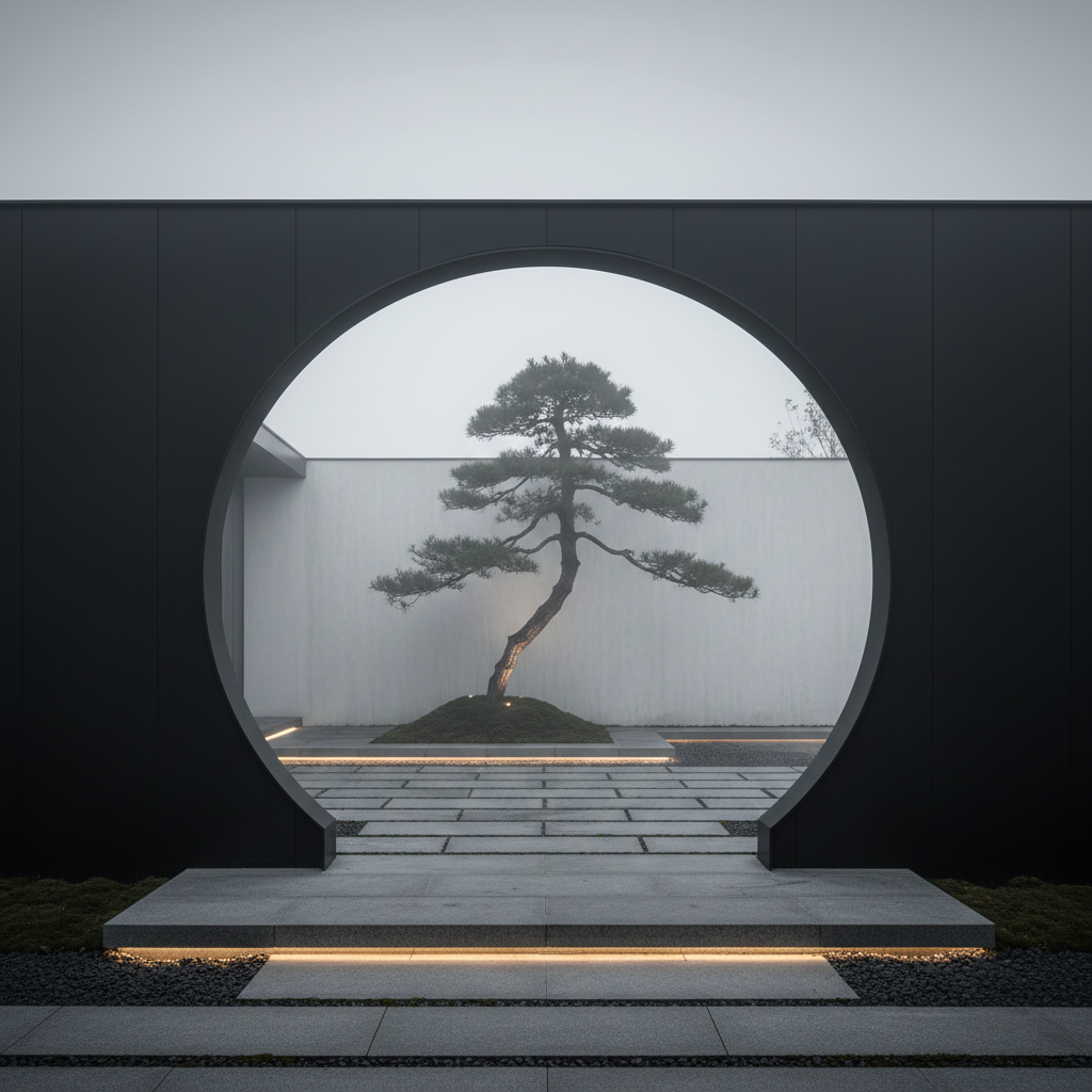 月洞门框景